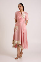 Ice Pink Raizin - Crossover Scarf Midi Dress - CiceroniDressesMadder Much