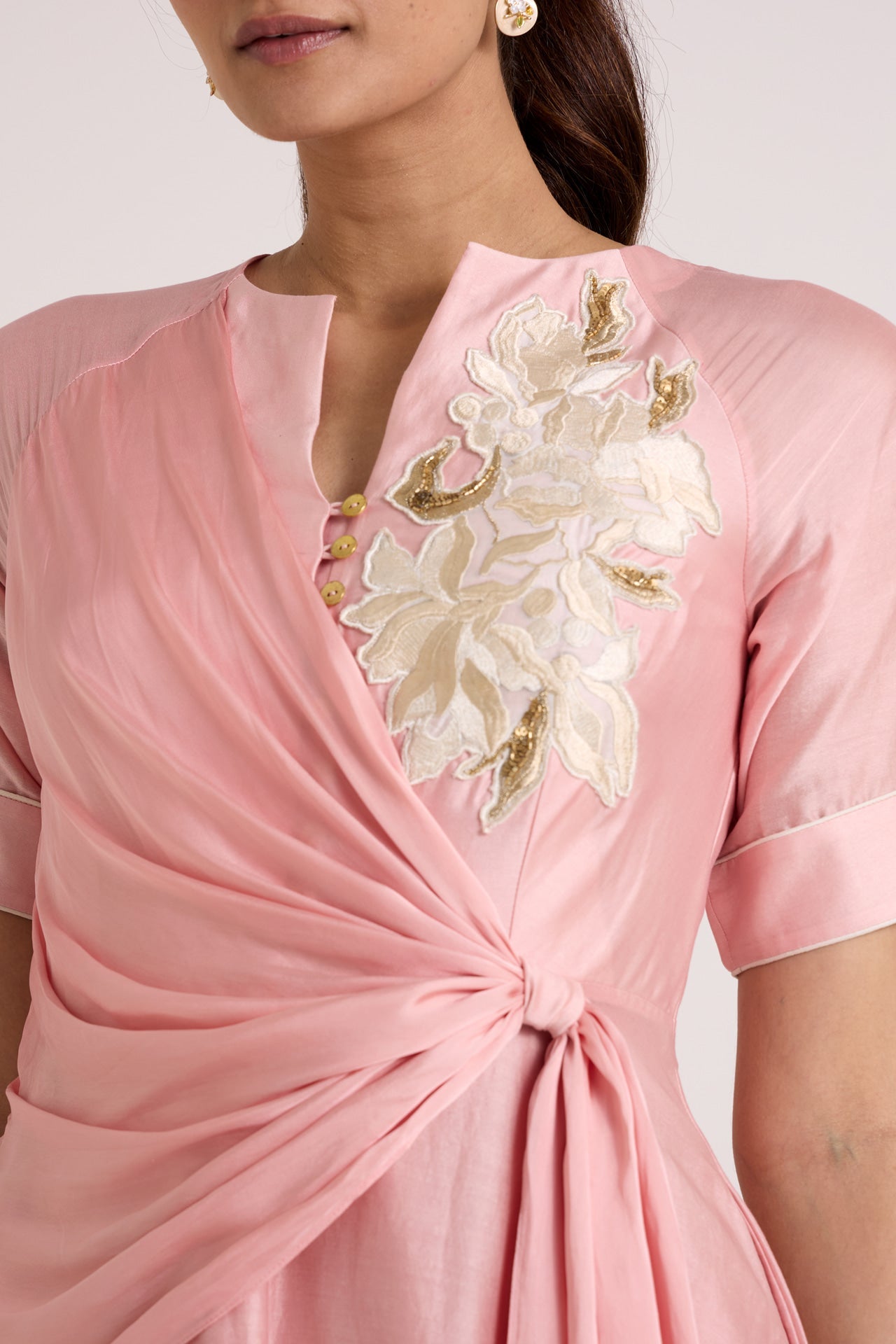 Ice Pink Raizin - Crossover Scarf Midi Dress - CiceroniDressesMadder Much