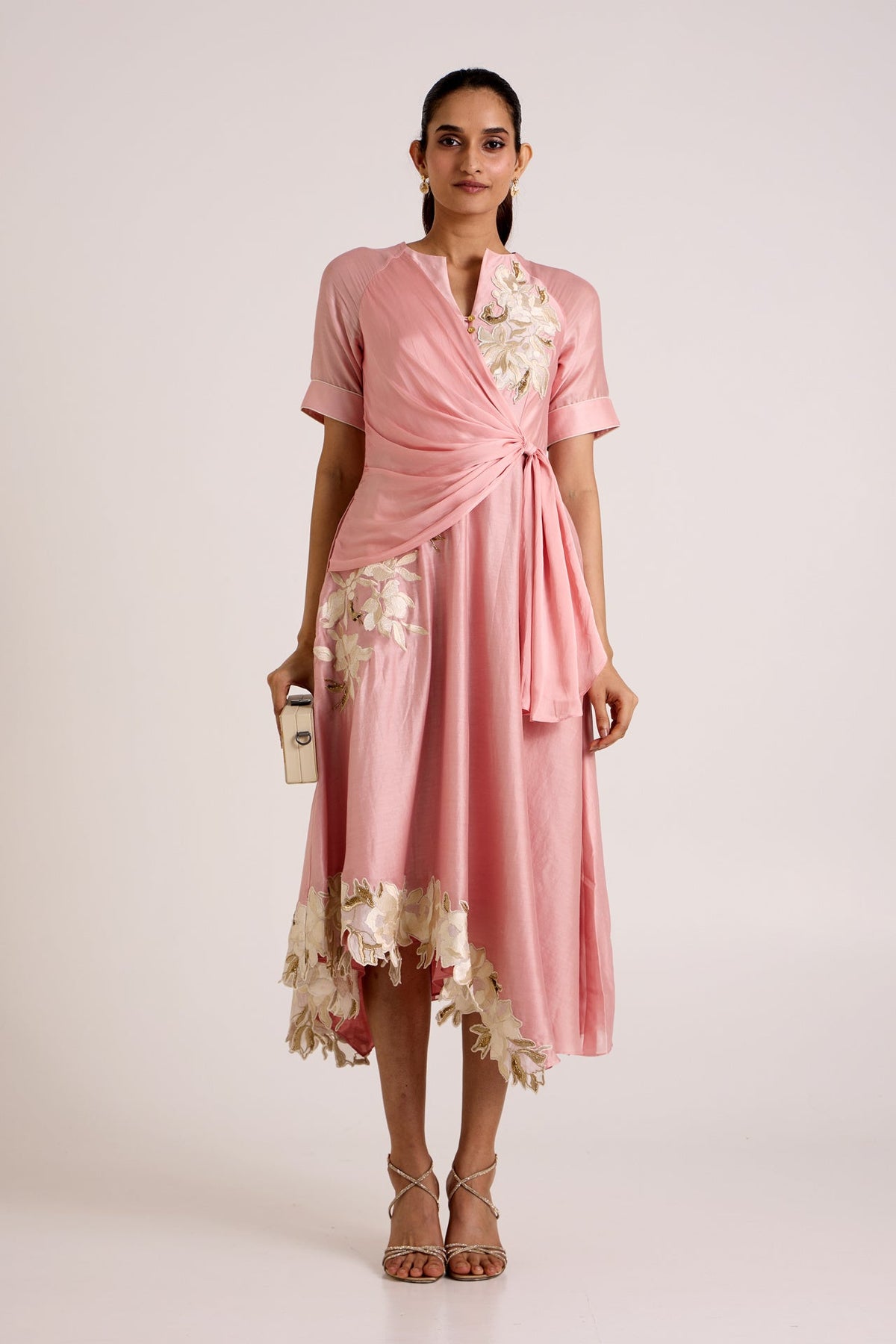 Ice Pink Raizin - Crossover Scarf Midi Dress - CiceroniDressesMadder Much