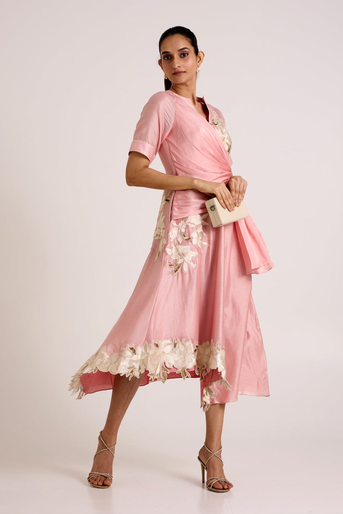 Ice Pink Raizin - Crossover Scarf Midi Dress - CiceroniDressesMadder Much