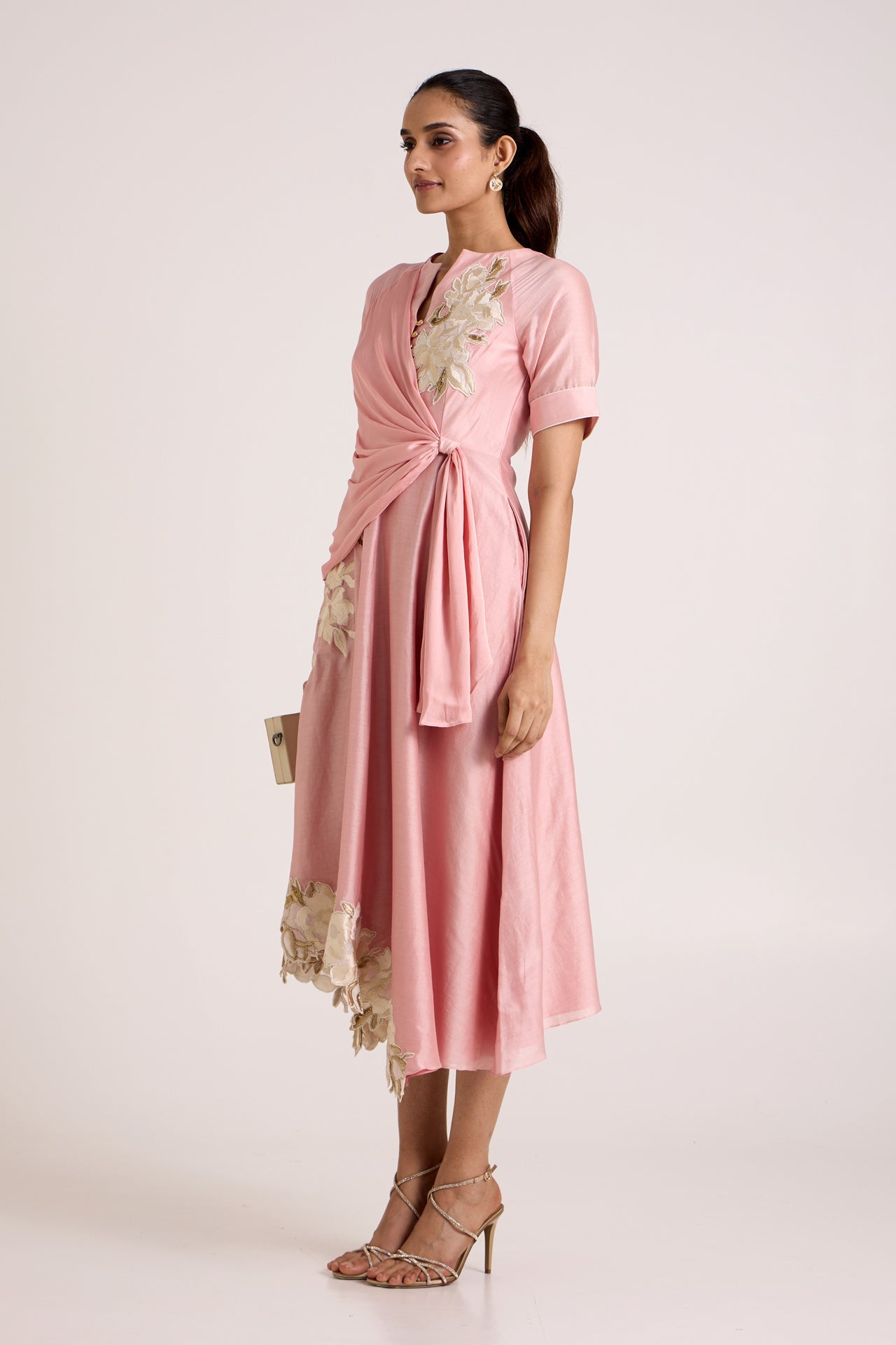 Ice Pink Raizin - Crossover Scarf Midi Dress - CiceroniDressesMadder Much