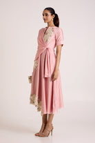 Ice Pink Raizin - Crossover Scarf Midi Dress - CiceroniDressesMadder Much