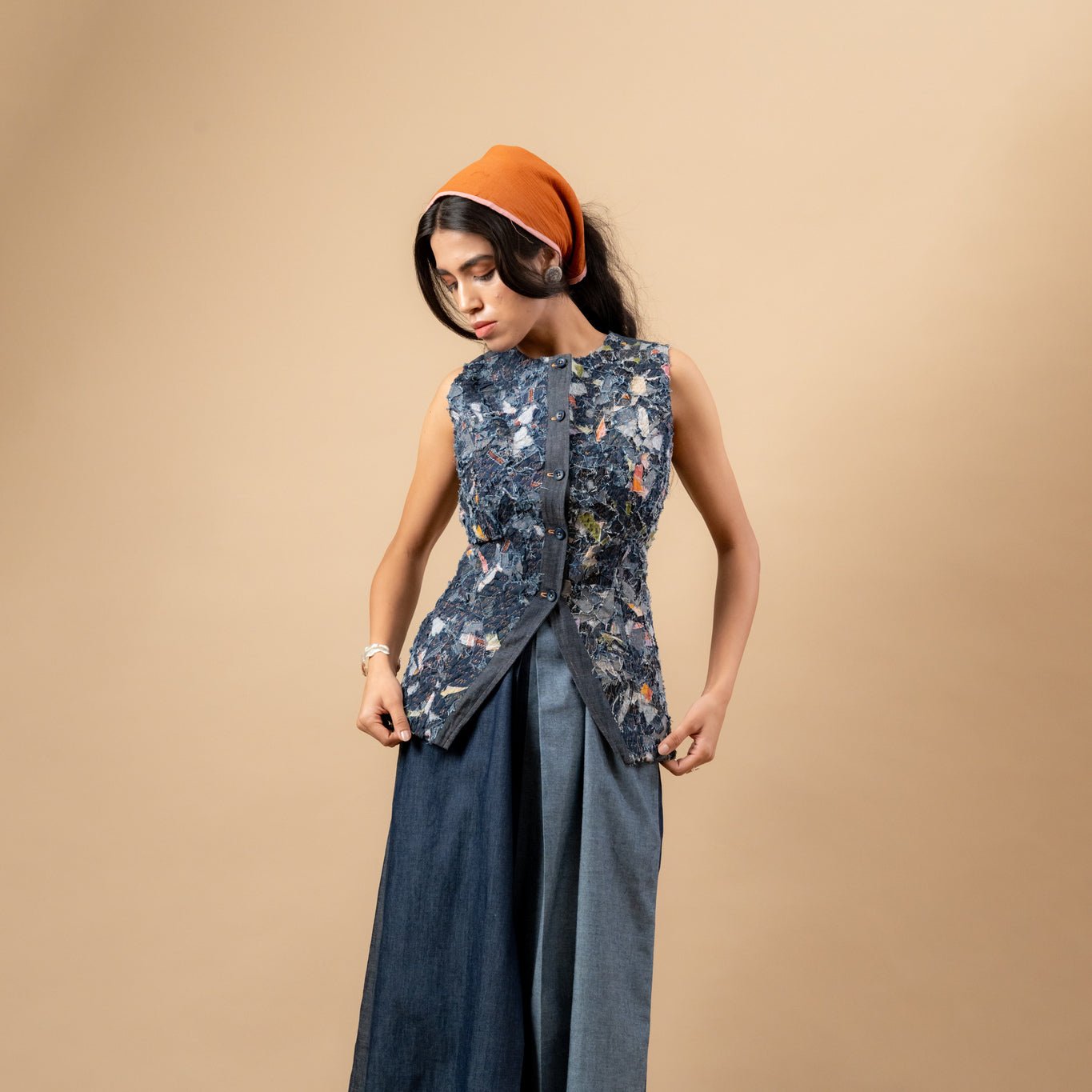 Ida Upcycled Denim Waistcoat - CiceroniWaistcoatDoodlage