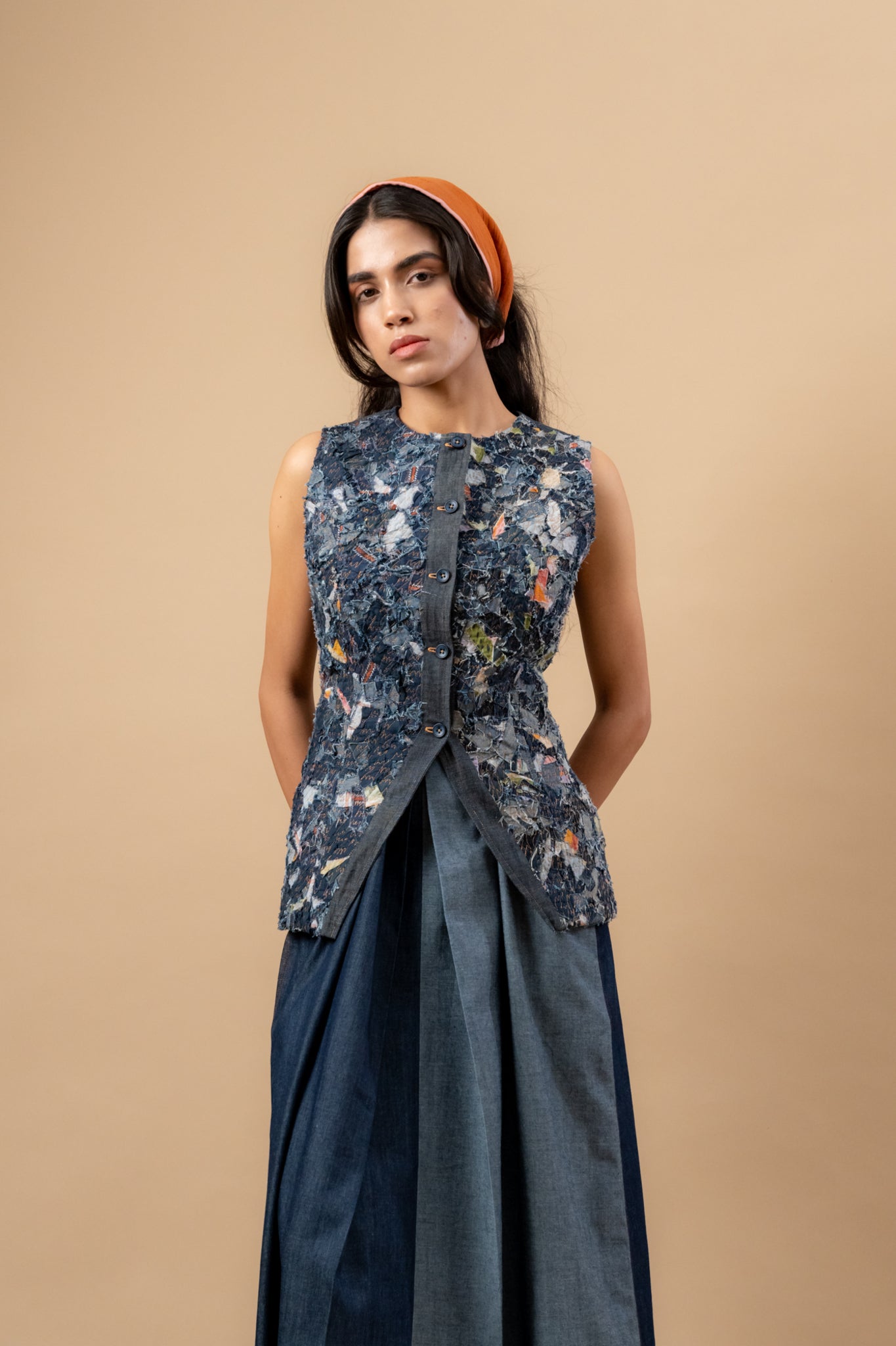 Ida Upcycled Denim Waistcoat - CiceroniWaistcoatDoodlage