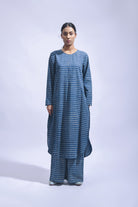 Indigo Block Printed Chambray Kurta & Pants Set - CiceroniKurta Set, Everyday WearJayati Goenka