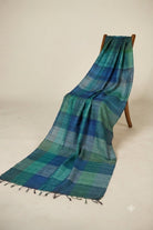 Indigo Blue Madras Checks Peace Silk Scarf for Men - CiceroniScarfAeshaane