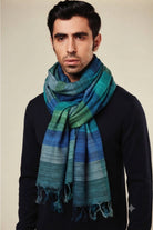 Indigo Blue Madras Checks Peace Silk Scarf for Men - CiceroniScarfAeshaane