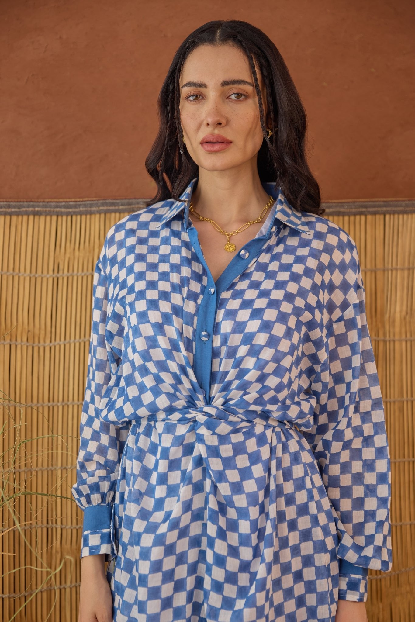 Indigo Breeze Shirt Dress - CiceroniDressesTaro
