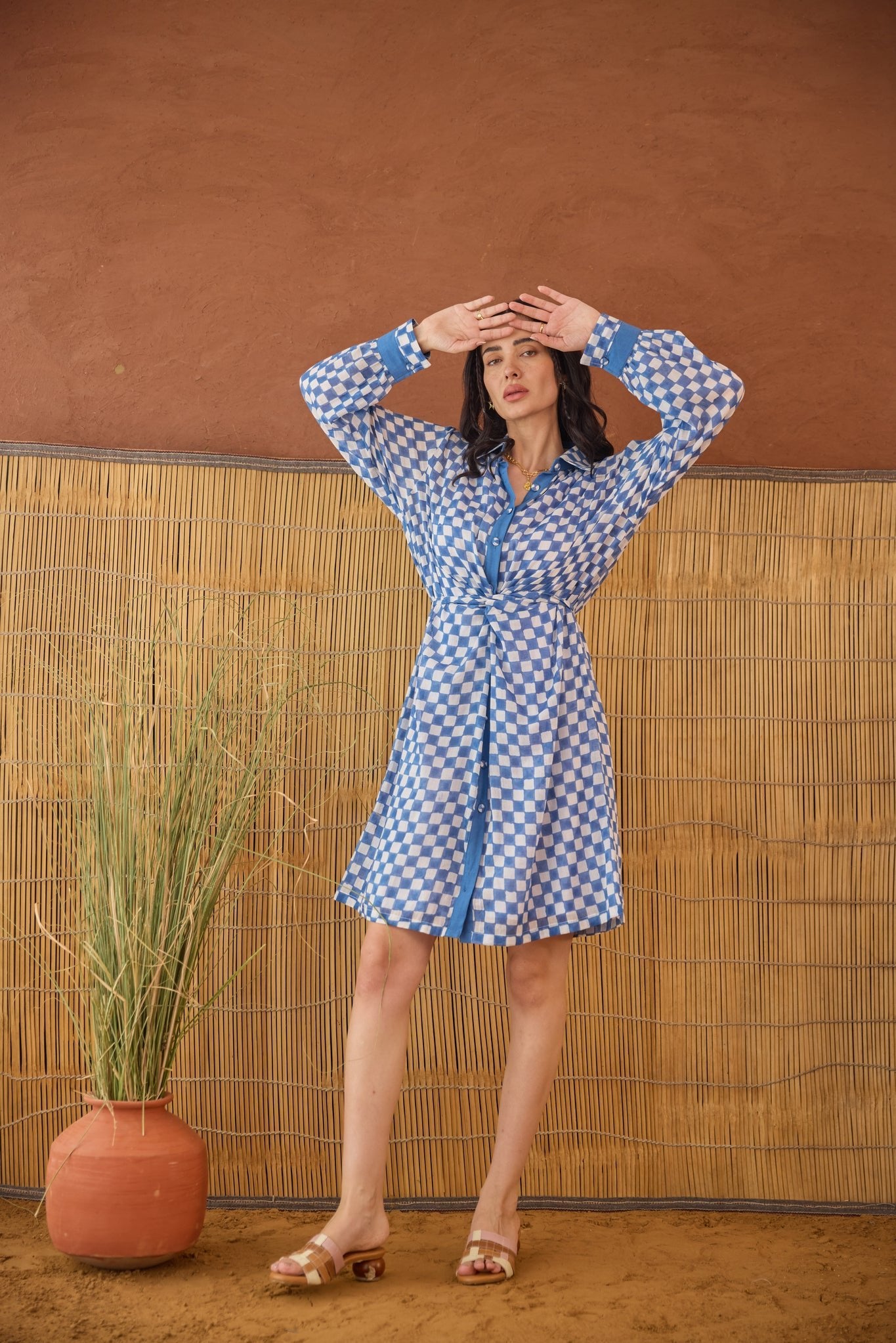Indigo Breeze Shirt Dress - CiceroniDressesTaro