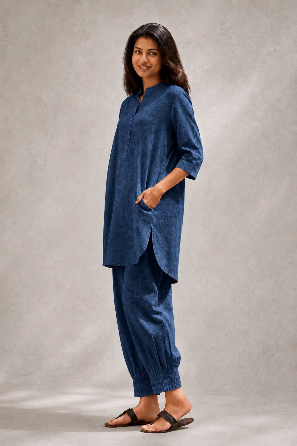 Indigo Calm Khadi Cotton Co-ord Set - CiceroniKurta Set, Everyday WearSutra Art of Clothing
