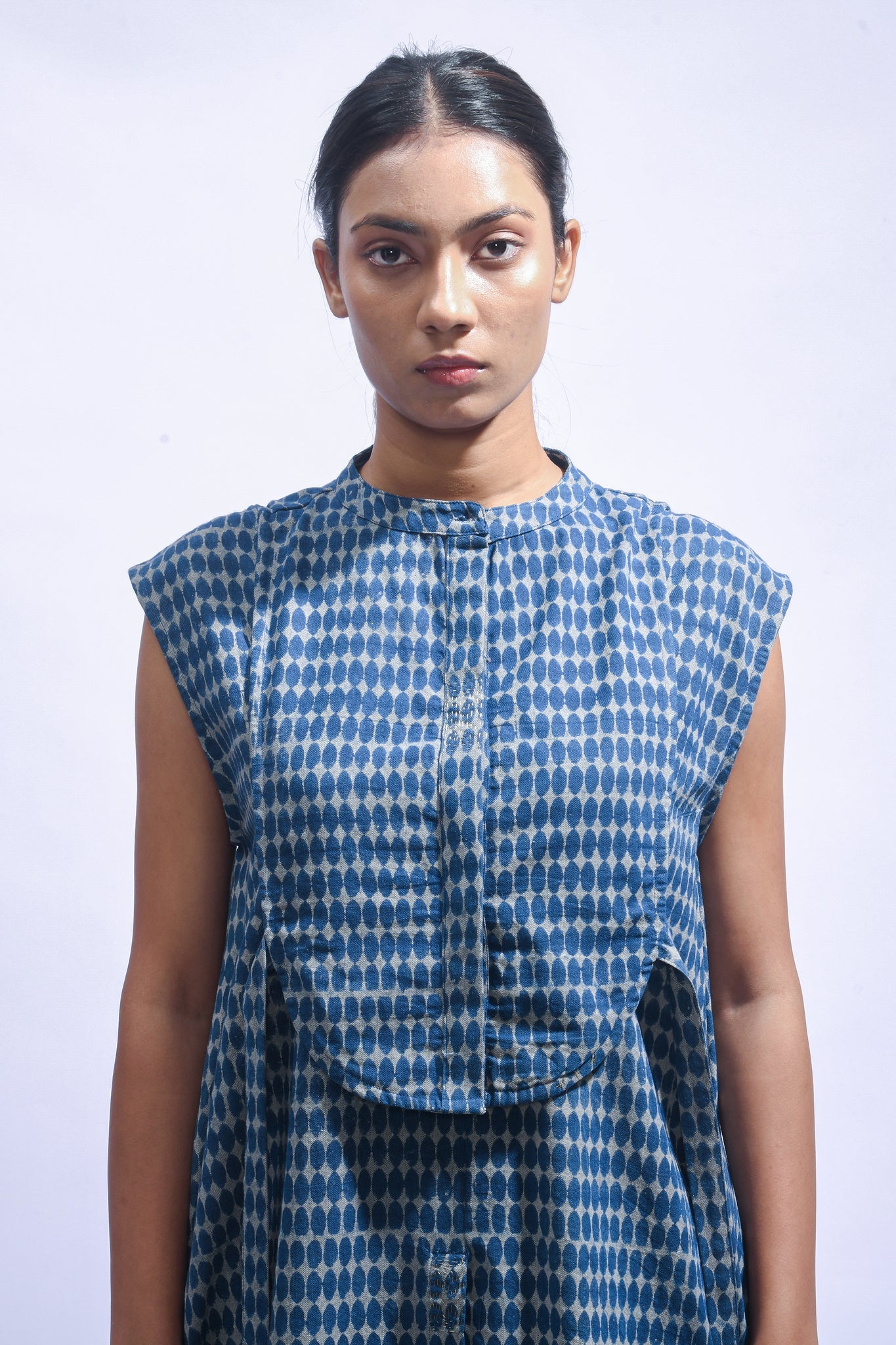 Indigo Chambray Block Print Set - CiceroniKurta Set, Everyday WearJayati Goenka