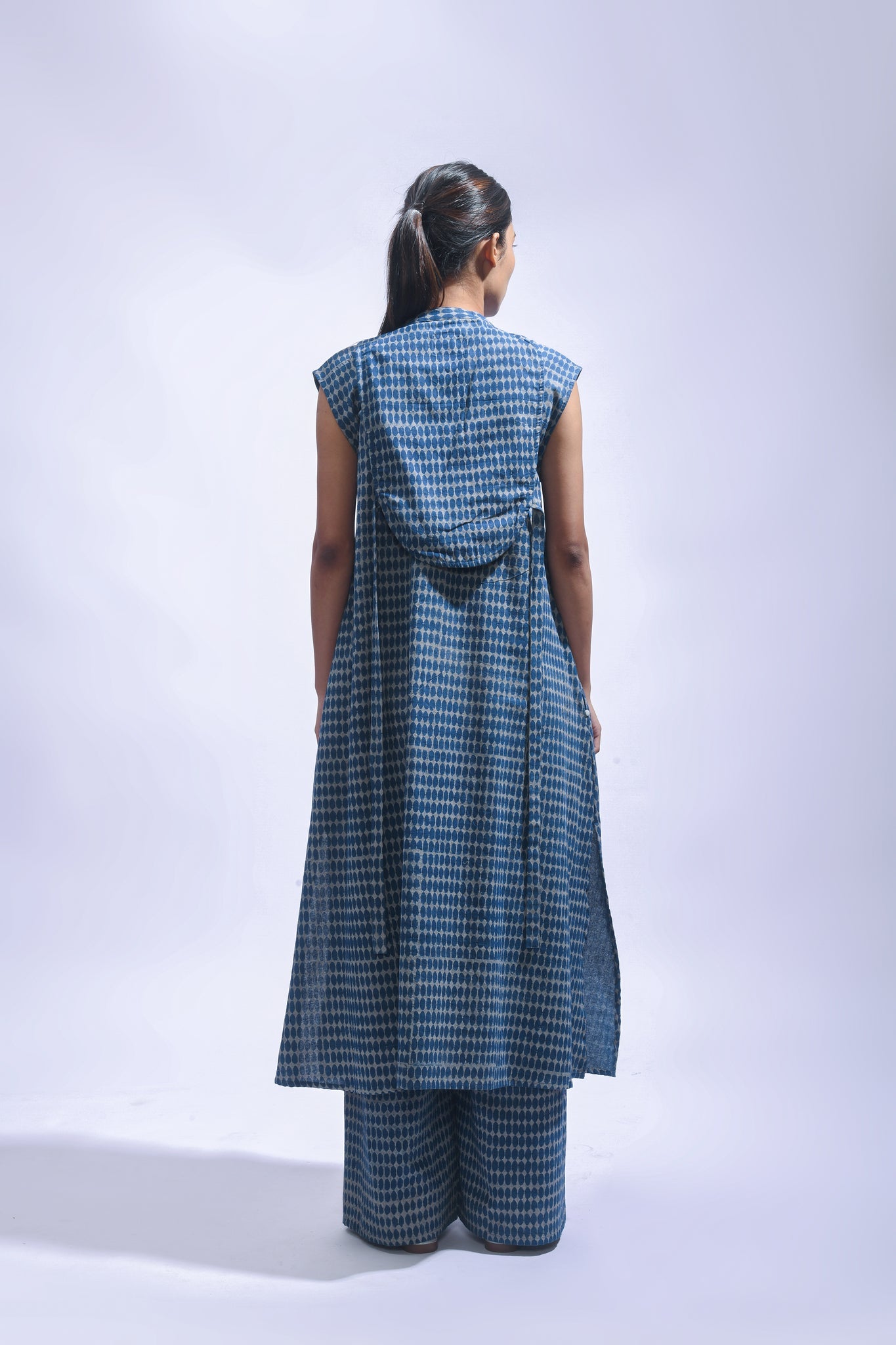 Indigo Chambray Block Print Set - CiceroniKurta Set, Everyday WearJayati Goenka