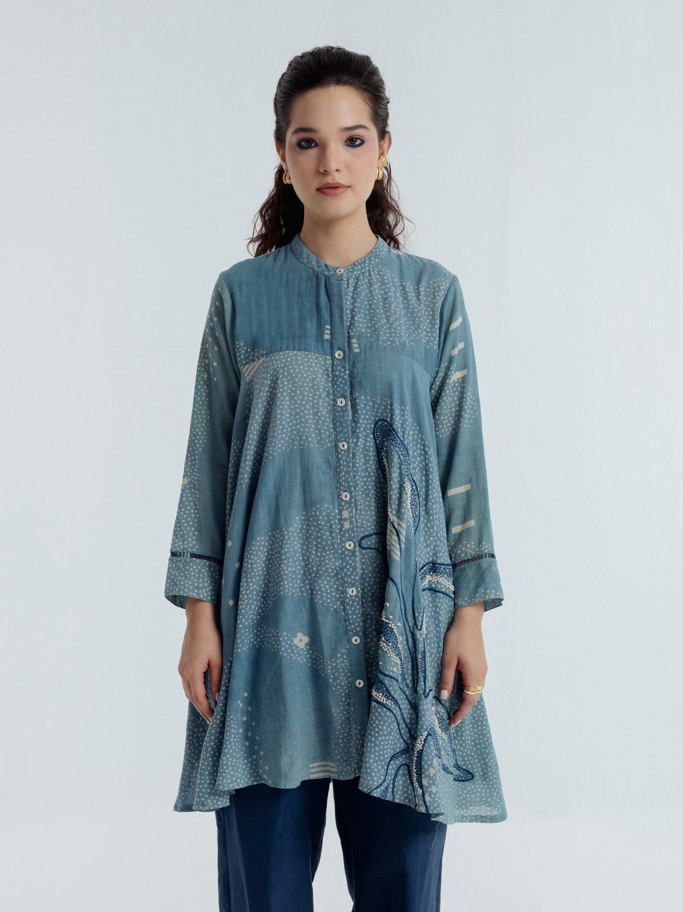 Indigo Flare Shirt - CiceroniWomen ShirtsRias Jaipur