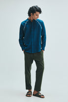 Indigo Linen Embroidered Men's Raglan Shirt - CiceroniShirtSaphed
