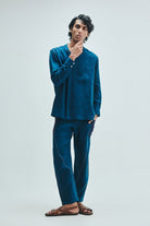 Indigo Linen Kantha Men's Panelled Pants - CiceroniPantsSaphed