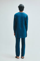 Indigo Linen Men's Cowl Neck Kurta - CiceroniKurtaSaphed