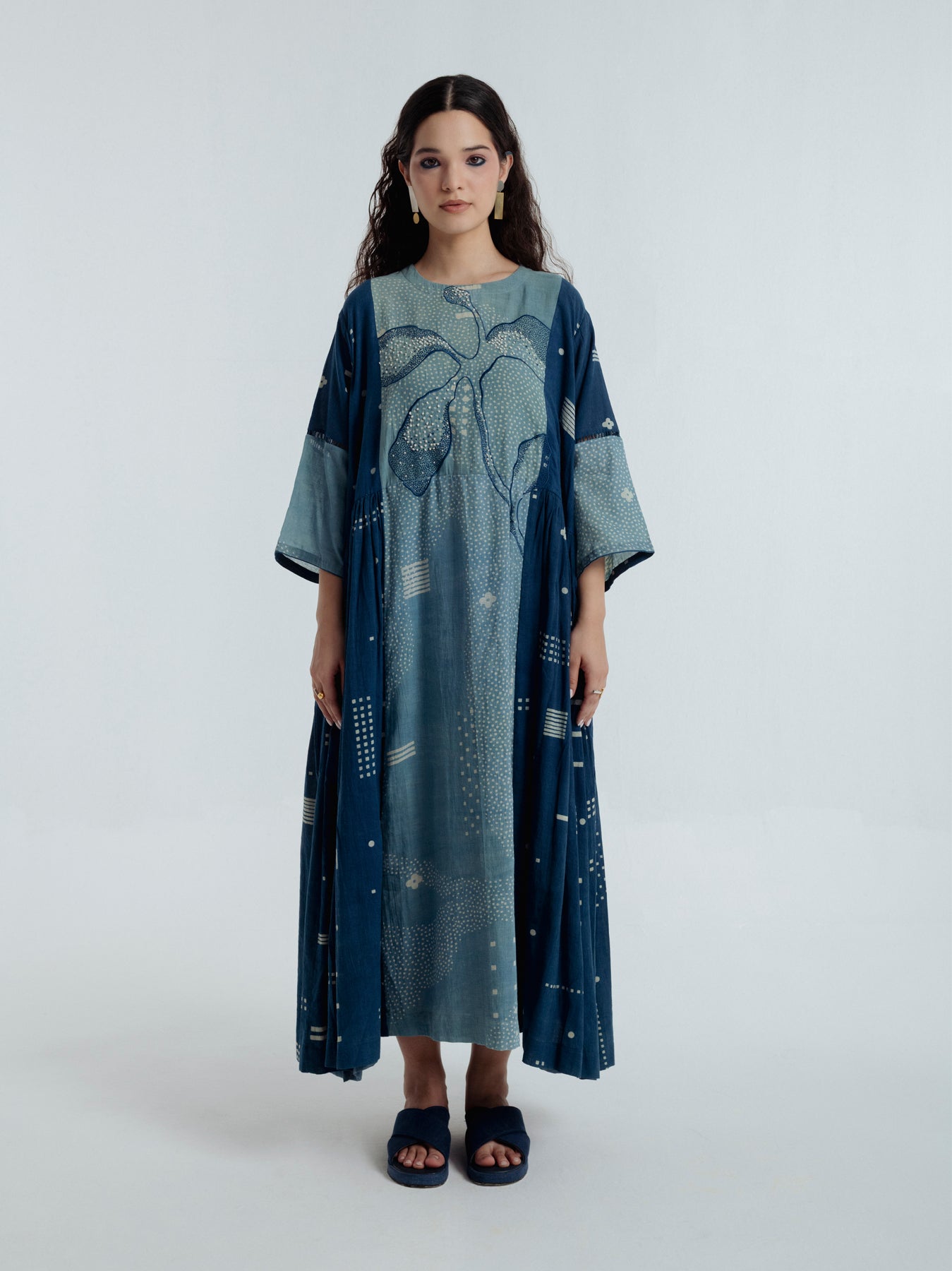 Indigo Pleated Dress - CiceroniDressesRias Jaipur