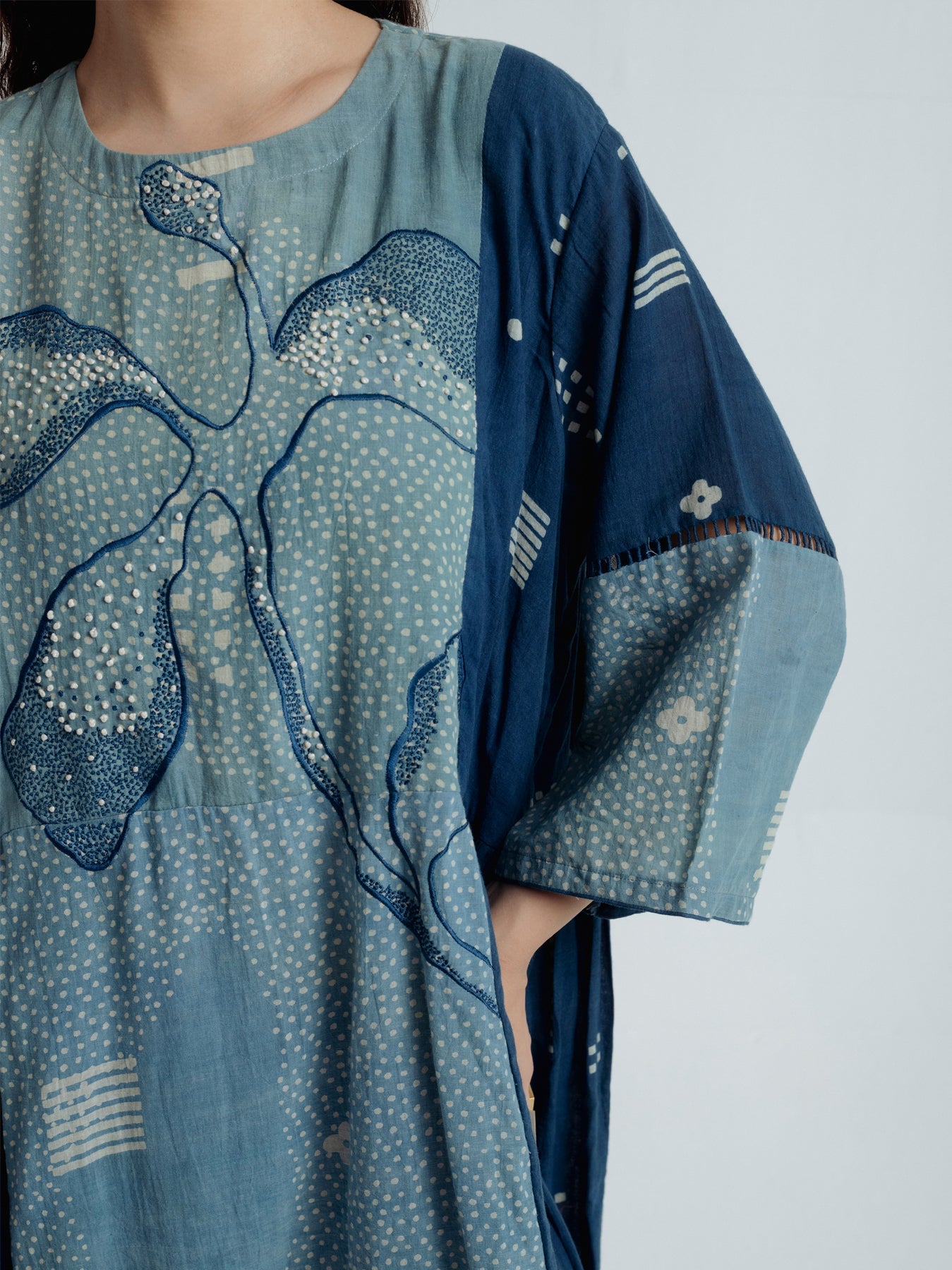 Indigo Pleated Dress - CiceroniDressesRias Jaipur