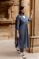 Indigo Sand Kurta Set with Ajrakh Dupatta - CiceroniKurta Set, Everyday WearMaidaan