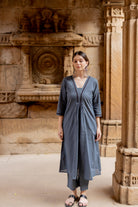 Indigo Sand Kurta Set with Ajrakh Dupatta - CiceroniKurta Set, Everyday WearMaidaan
