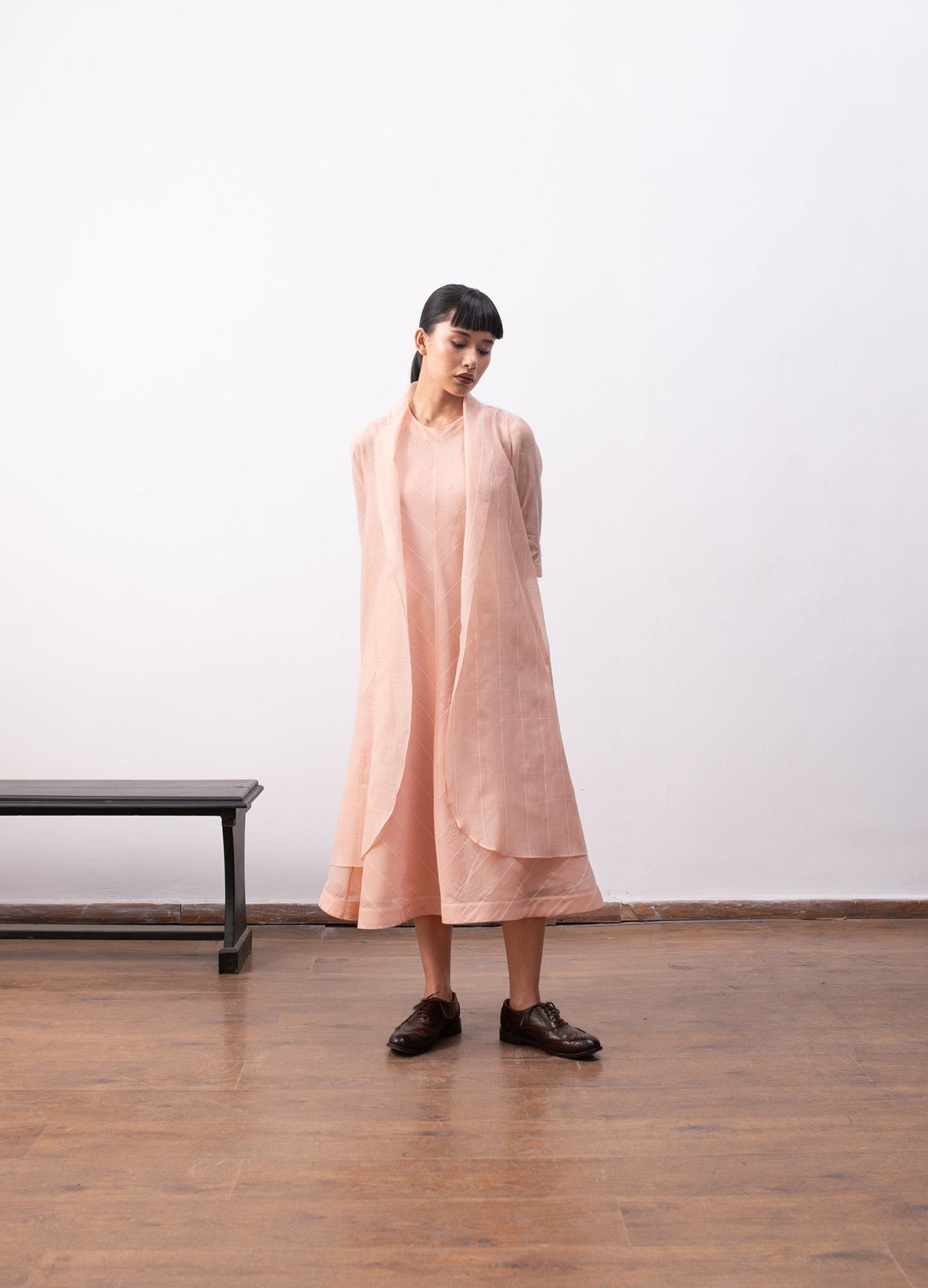 Ingrid Layered Dress - Peach - CiceroniDressesHiranya