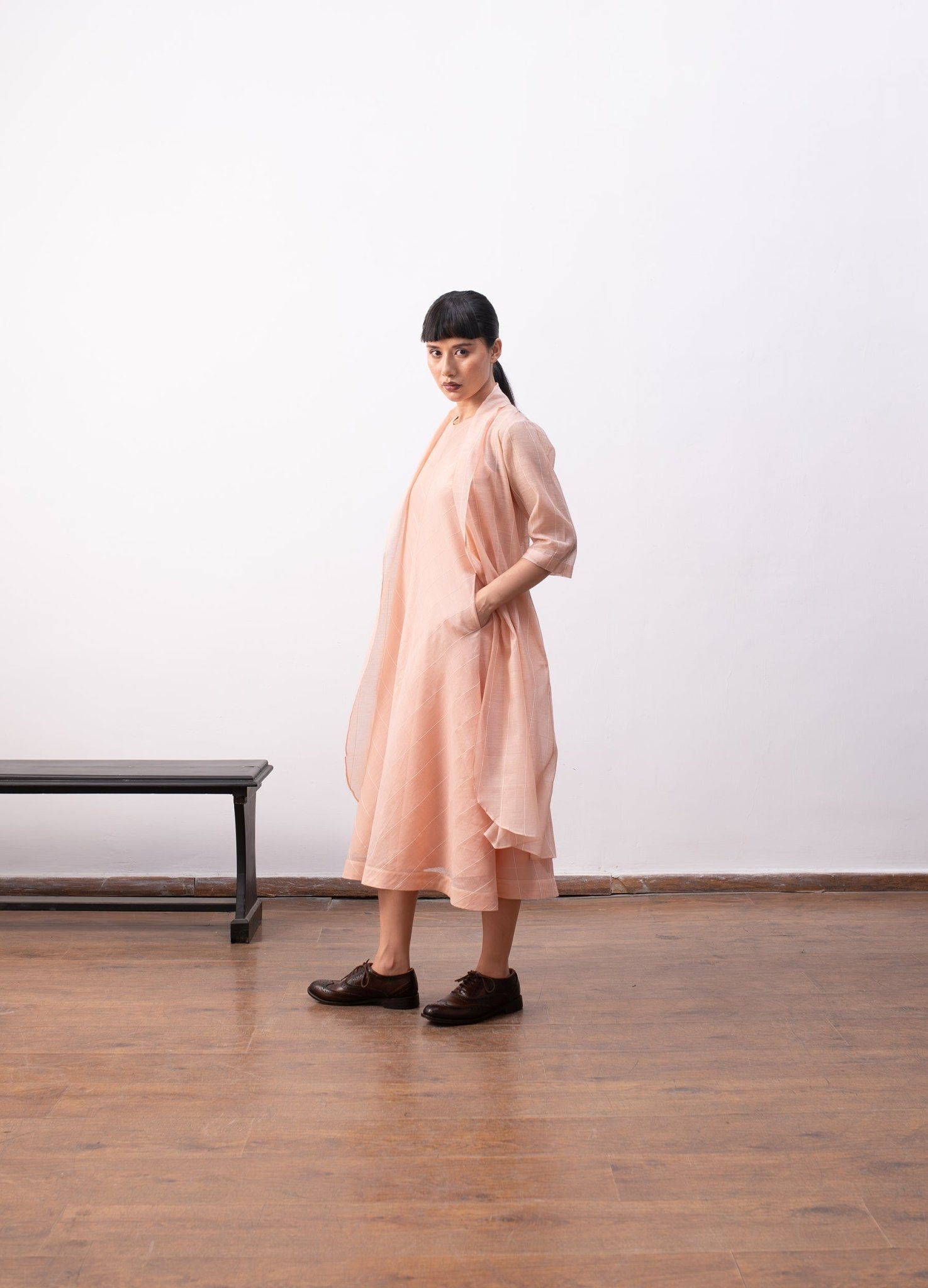 Ingrid Layered Dress - Peach - CiceroniDressesHiranya