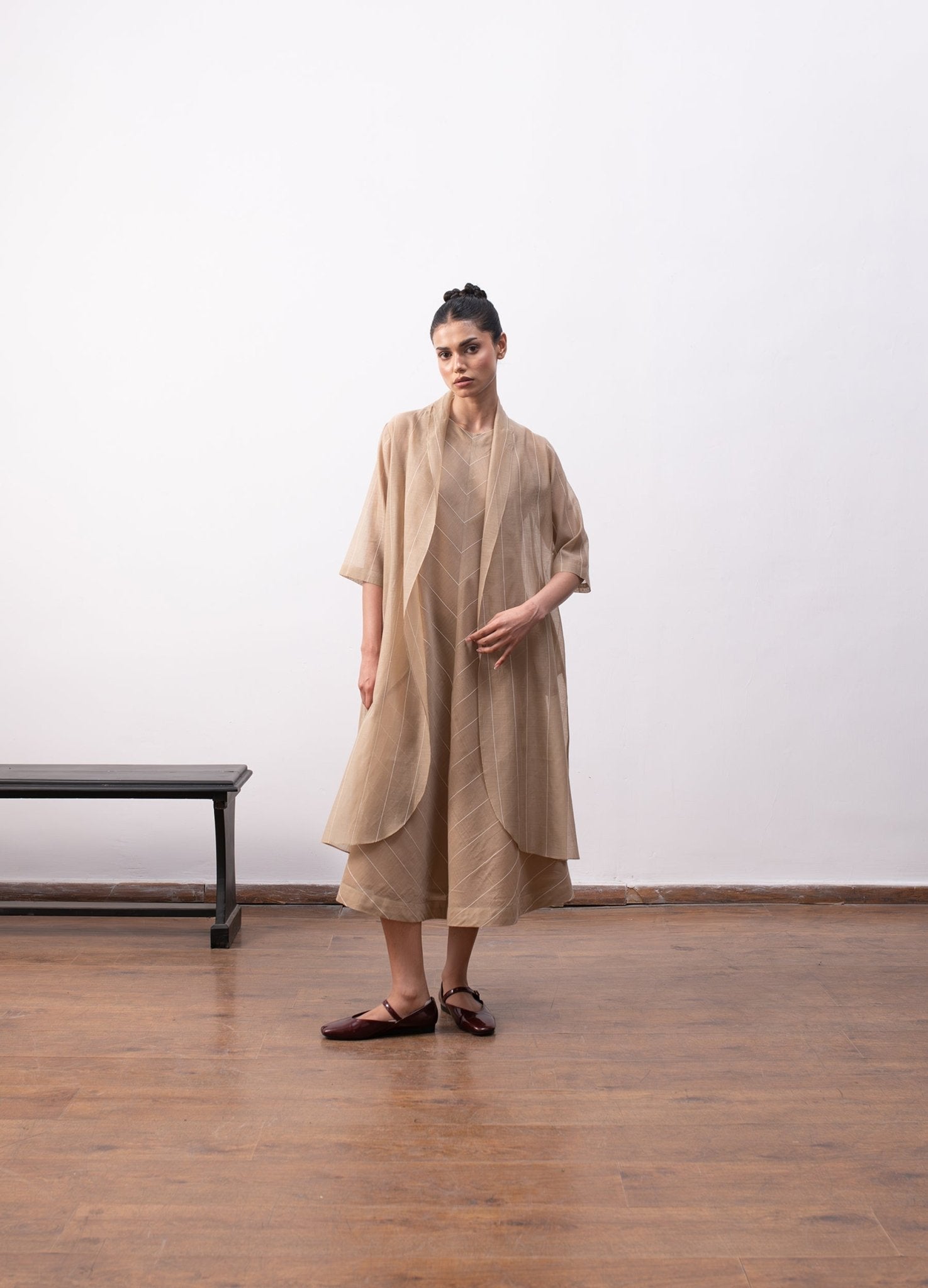Ingrid Layered Dress - Warm Beige - CiceroniDressesHiranya