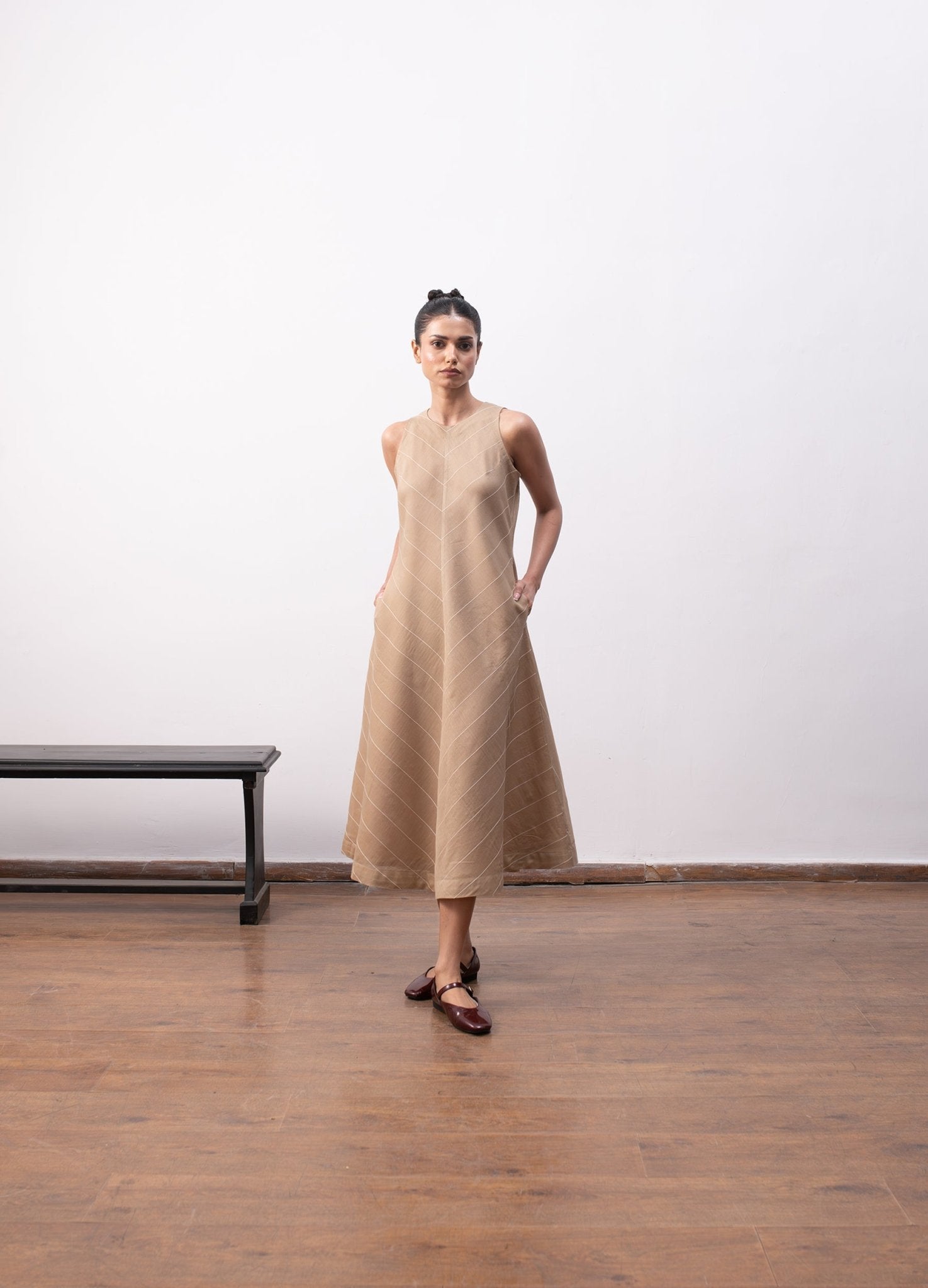 Ingrid Layered Dress - Warm Beige - CiceroniDressesHiranya