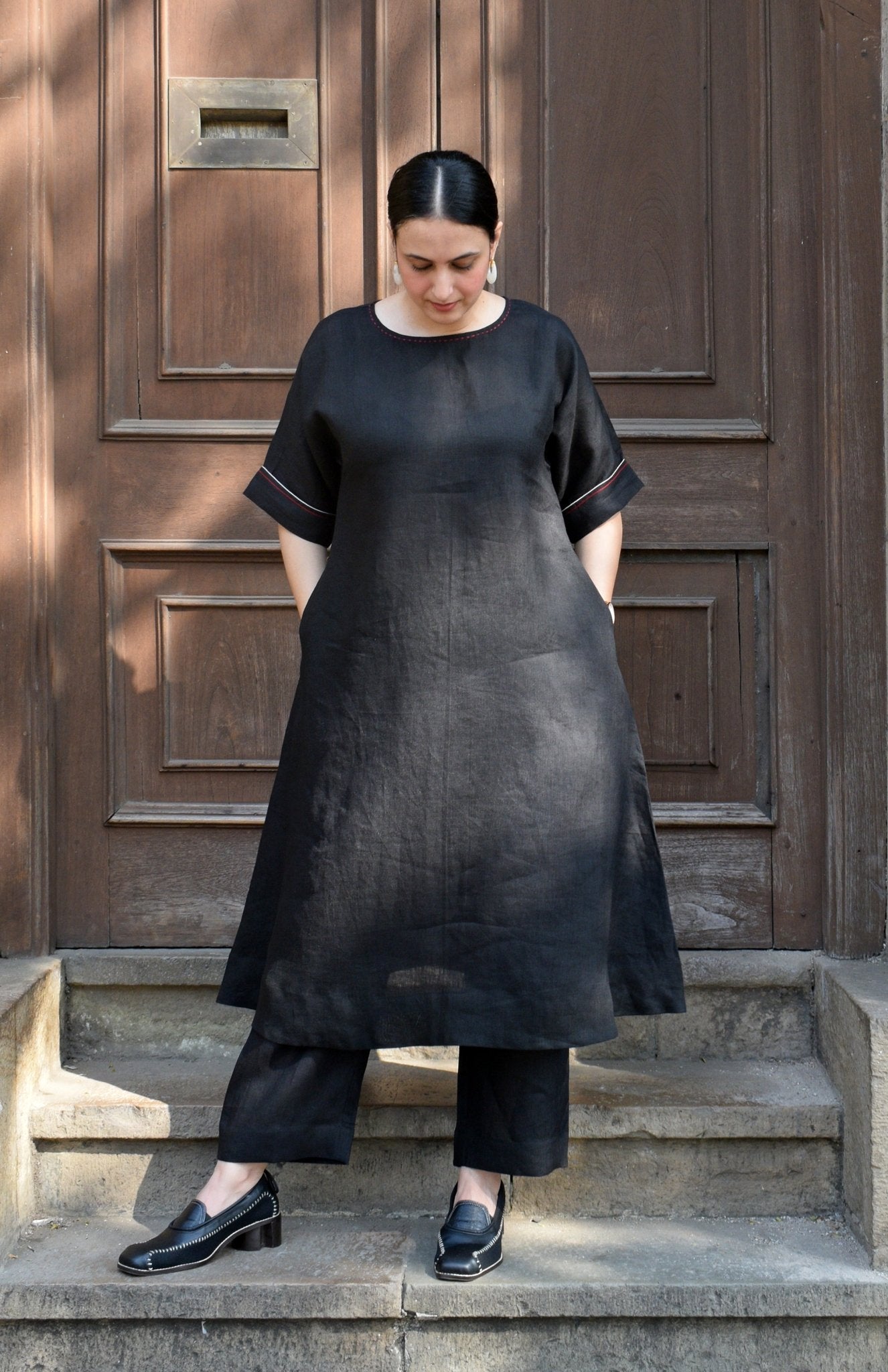 Ink Black Linen Co - ord Set - CiceroniKurta Set, Everyday WearHouse of Moxa