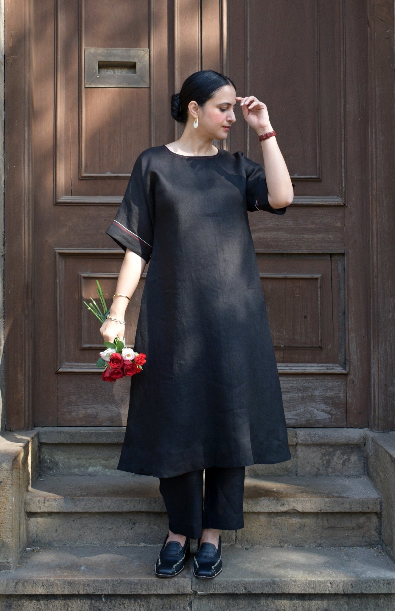 Ink Black Linen Co - ord Set - CiceroniKurta Set, Everyday WearHouse of Moxa