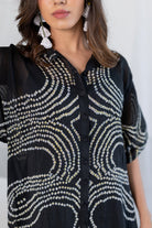 Ink Black Waves Tunic - CiceroniTunicsSilai Studio