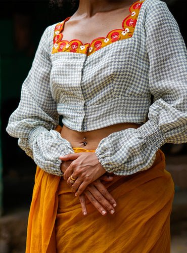 Ira Blouse - Grey - CiceroniBlousePrathaa