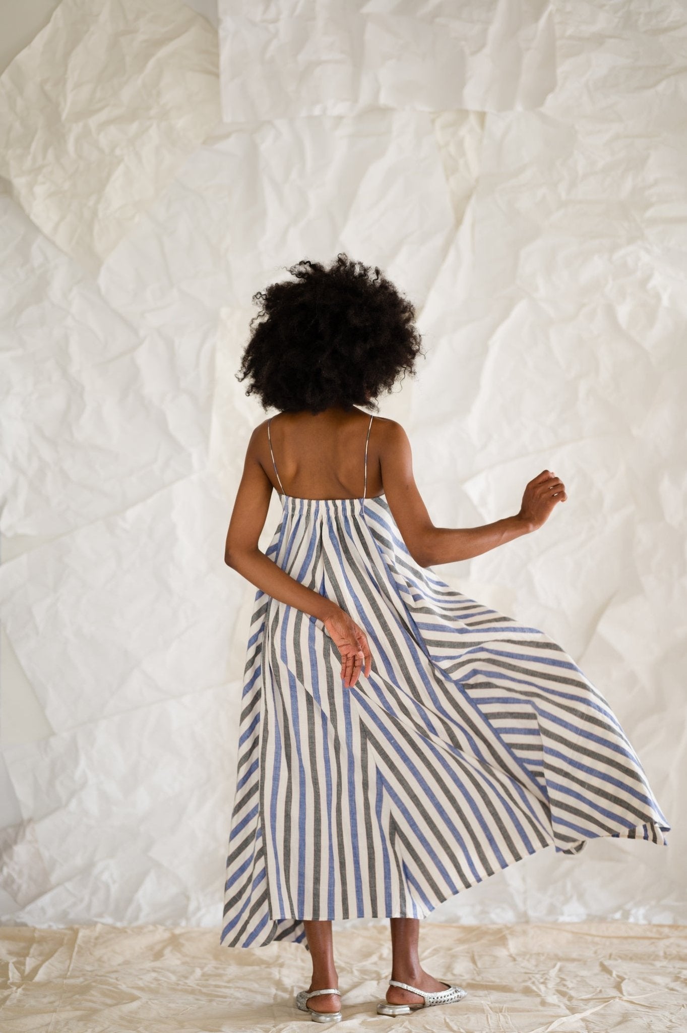Ira Dress - Blue Stripes - CiceroniDressesAraayeh