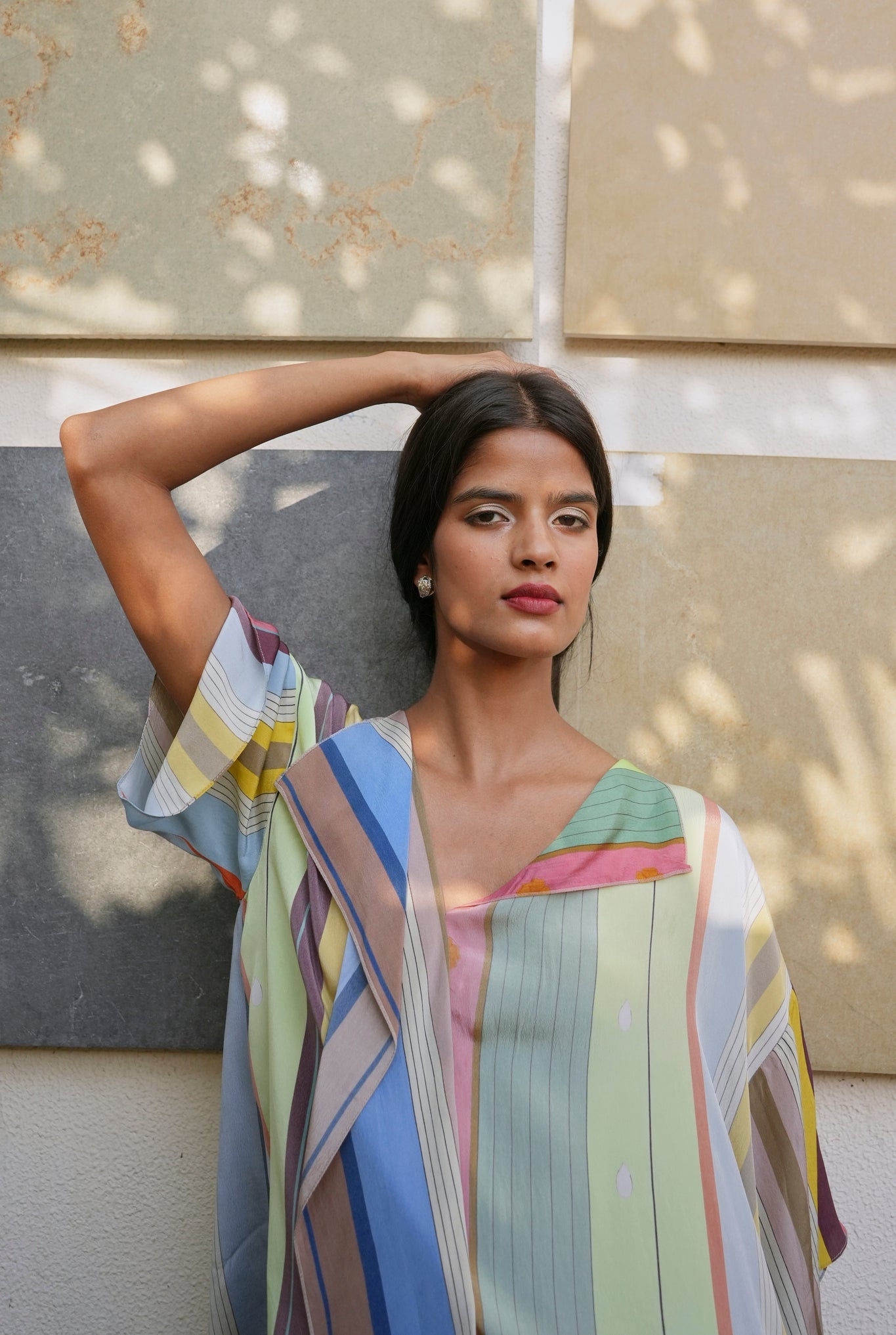 Irina Co - ord Set In Pastel Tamil Stripes Print - CiceroniCo - ord SetNIKYTA