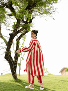Iris Co-ord Set - Red & Ecru Stripes - CiceroniBangleRAAS Life