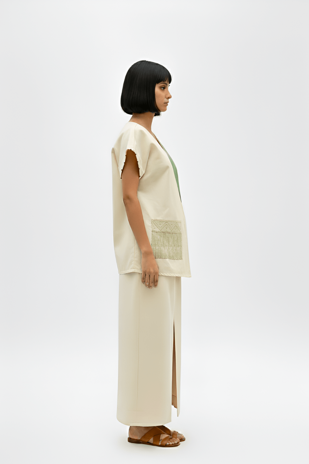 Ivory - Asparagus Green Skirt Set - CiceroniSkirt SetNeora by NC