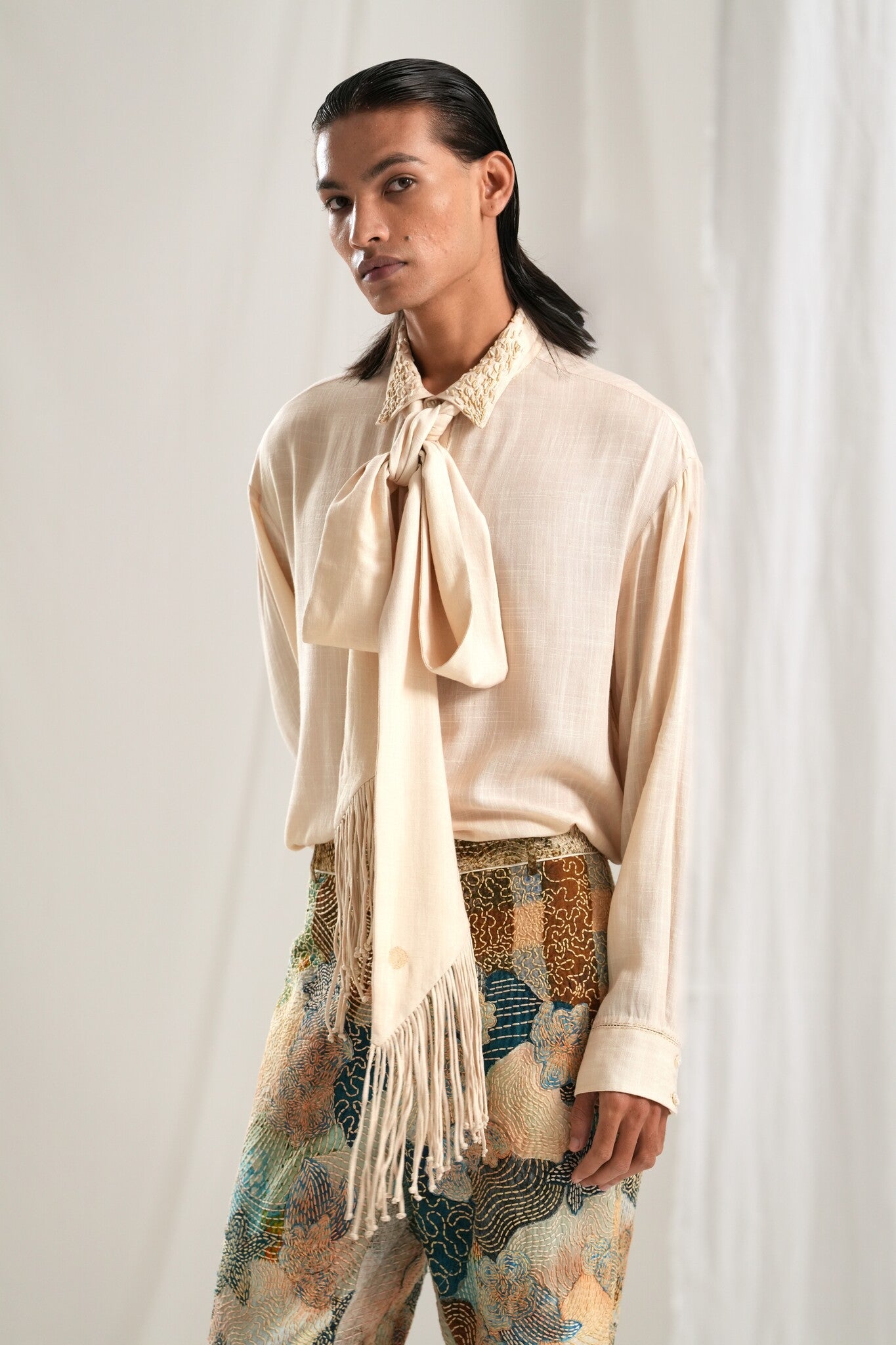 Ivory Bow Shirt - CiceroniMen ShirtsTil