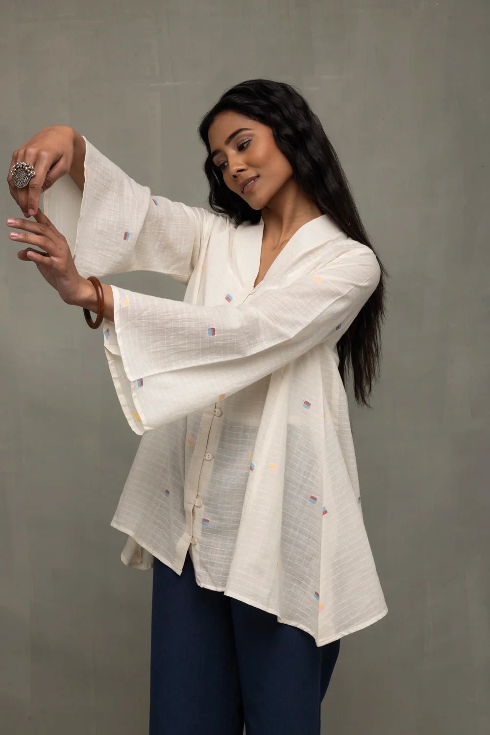 Ivory Breeze Jamdani Shirt - CiceroniWomen ShirtsSutra Art of Clothing