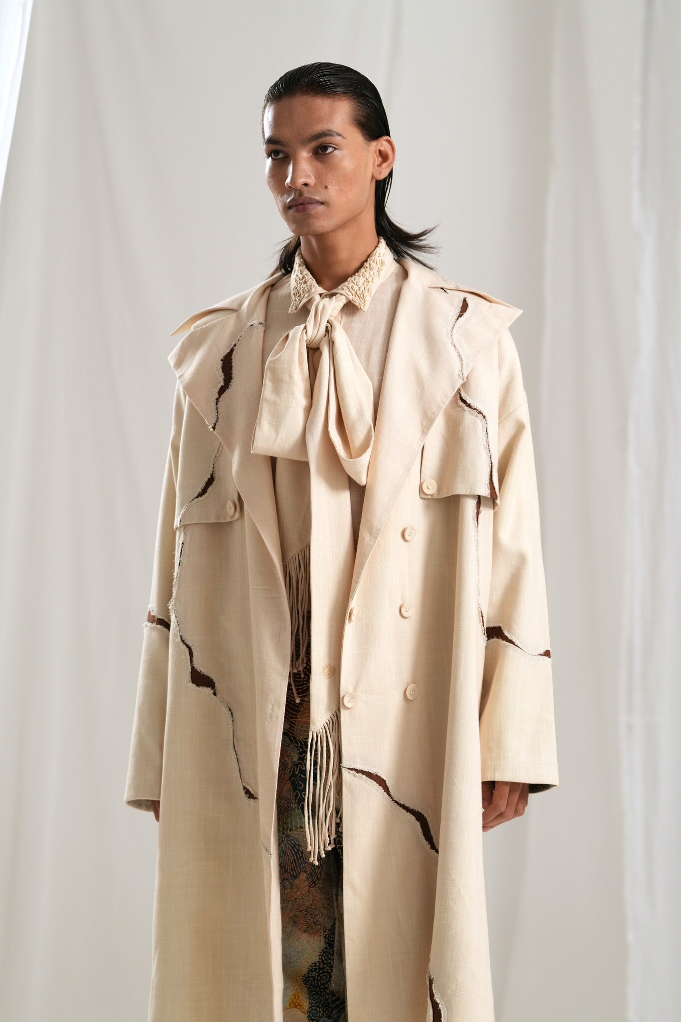 Ivory Broken Trench - CiceroniJacketsTil