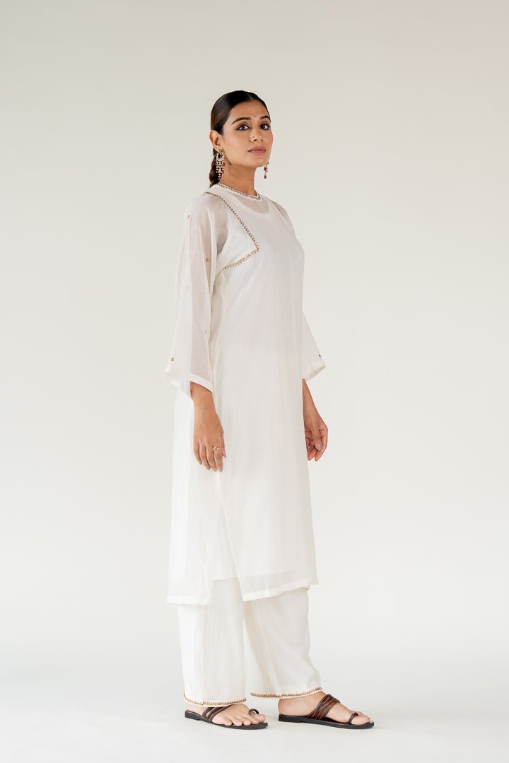 Ivory Caftan Kurta Set with Shama Odhani - CiceroniKurta Set, Festive WearNirjara