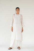 Ivory Caftan Kurta Set with Shama Odhani - CiceroniKurta Set, Festive WearNirjara