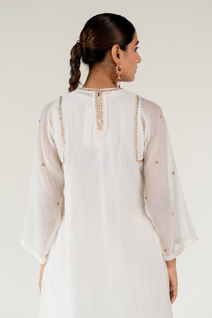 Ivory Caftan Kurta Set with Shama Odhani - CiceroniKurta Set, Festive WearNirjara