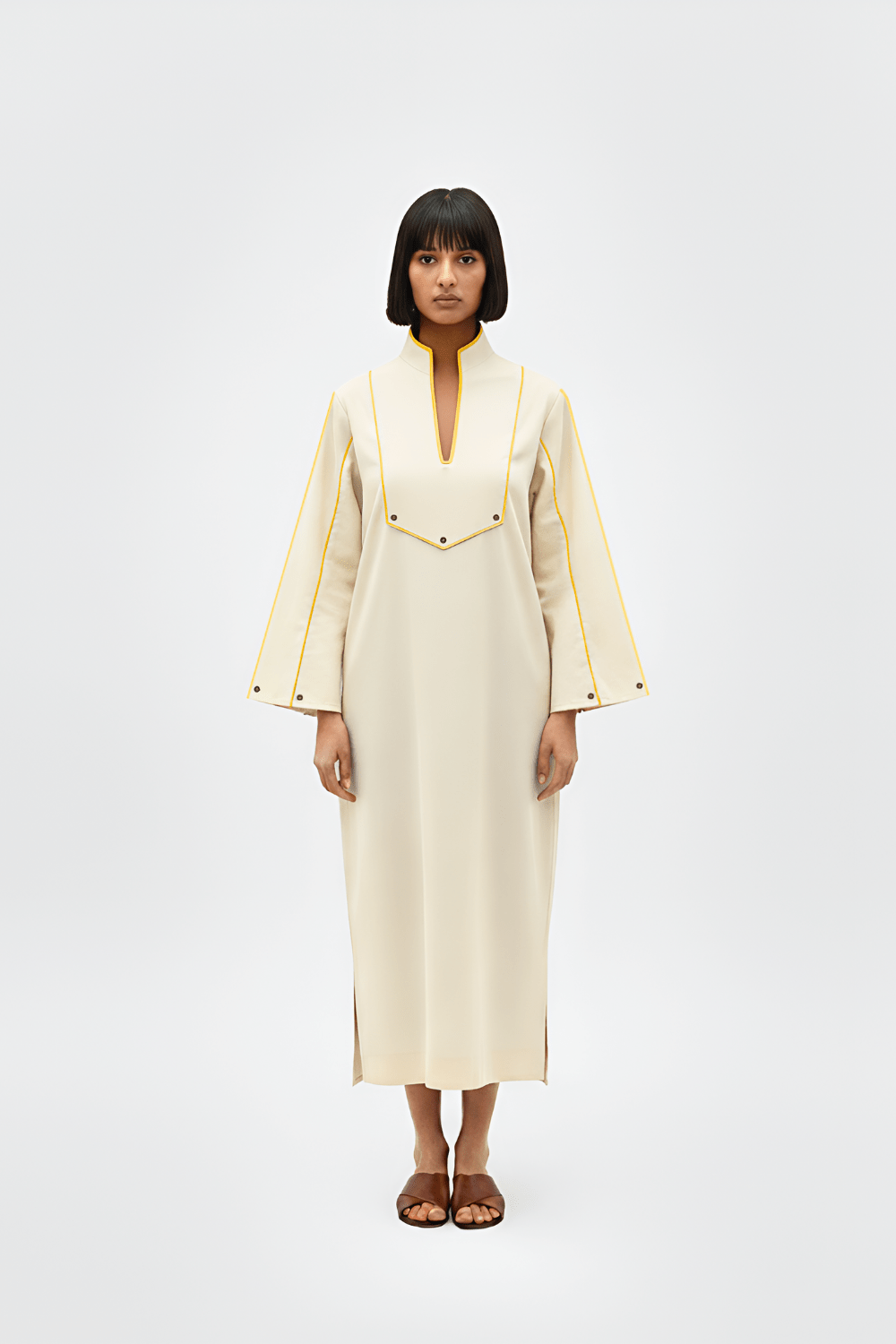 Ivory - Mango Yellow Collared Stripe Dress - CiceroniDressesNeora by NC