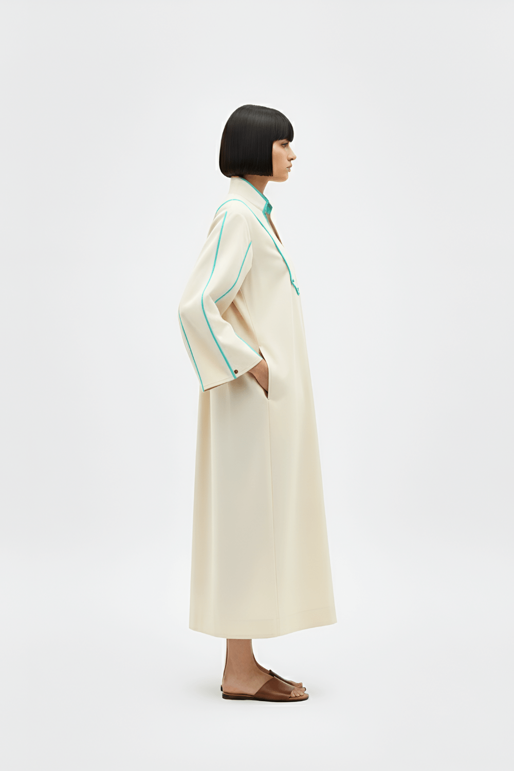 Ivory - Tiffany Blue Collared Stripe Dress - CiceroniDressesNeora by NC