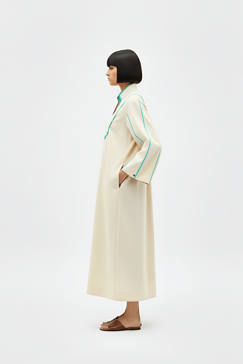 Ivory - Tiffany Blue Collared Stripe Dress - CiceroniDressesNeora by NC