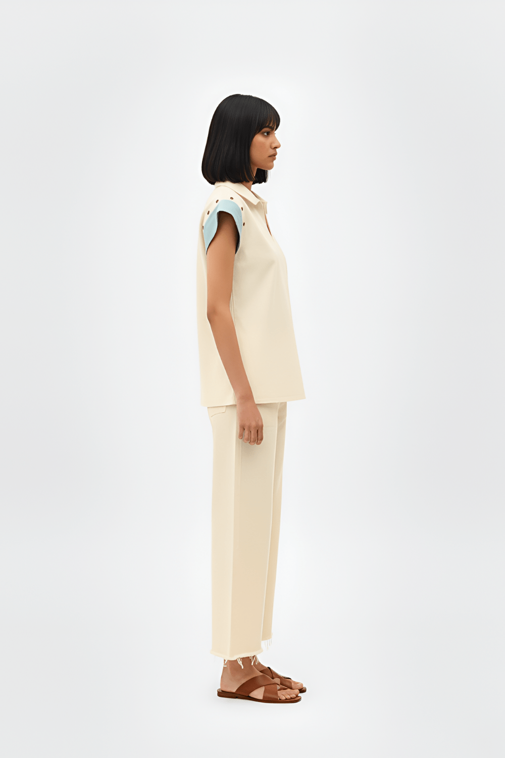 Ivory - Tiffany Blue Color block Co - ord Set - CiceroniCo - ord SetNeora by NC