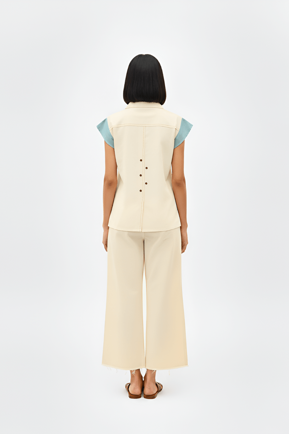 Ivory - Tiffany Blue Color block Co - ord Set - CiceroniCo - ord SetNeora by NC