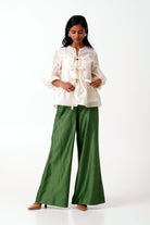 Ivory Toni Set - Multi Knot Peplum Top with Slip + Pine Green Pants - CiceroniCo - ord SetMadder Much