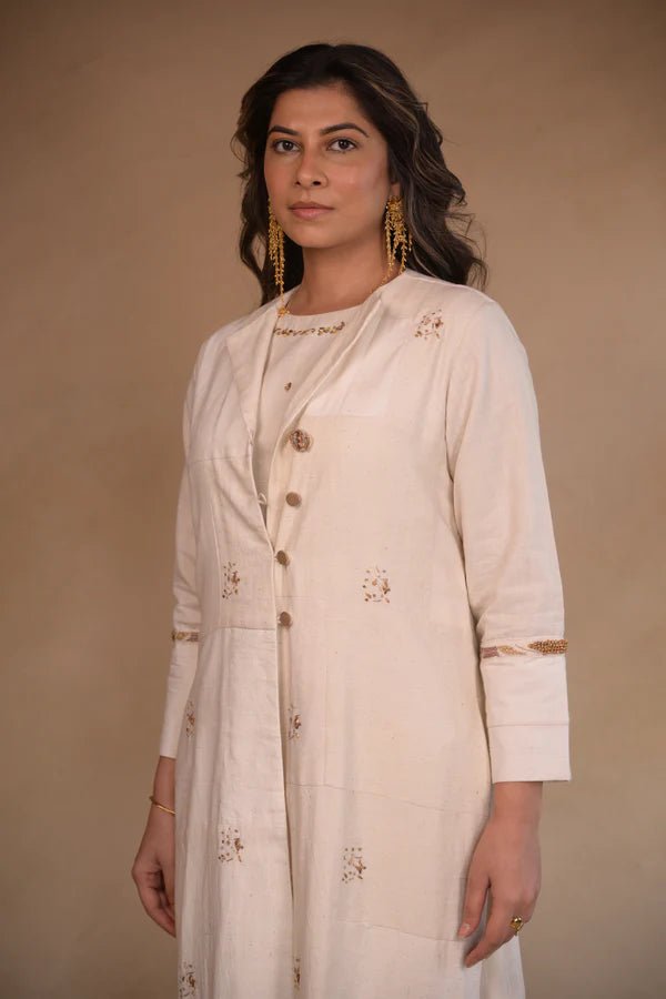 Jacket, in patched fabric with embroidery - CiceroniJackets, KurtaRang by Rajvi