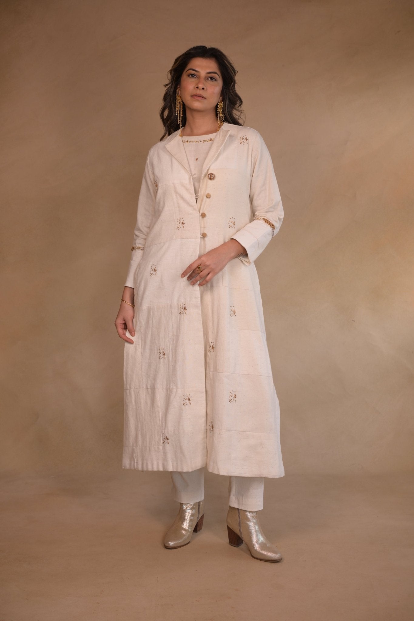 Jacket, in patched fabric with embroidery - CiceroniJackets, KurtaRang by Rajvi